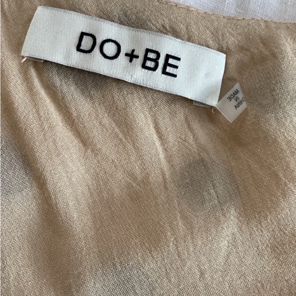 Do+Be Neutral Tan/Black Polka Dot One Shoulder Puff Sleeve SZ M - Picture 5 of 6